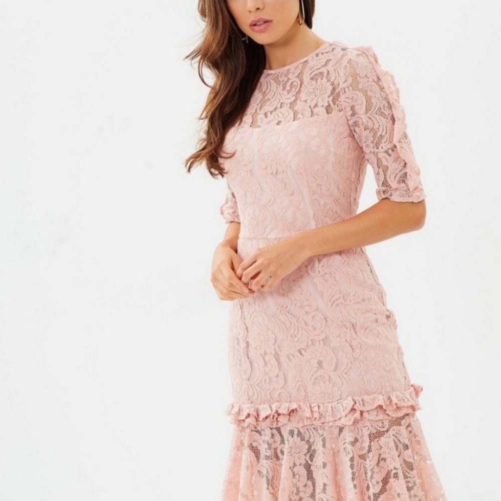 Cooper St. | Hush Dove Lace Ruffle Pink Dress Size 6